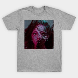 CHERISH Trippy Glitch Art Portrait T-Shirt